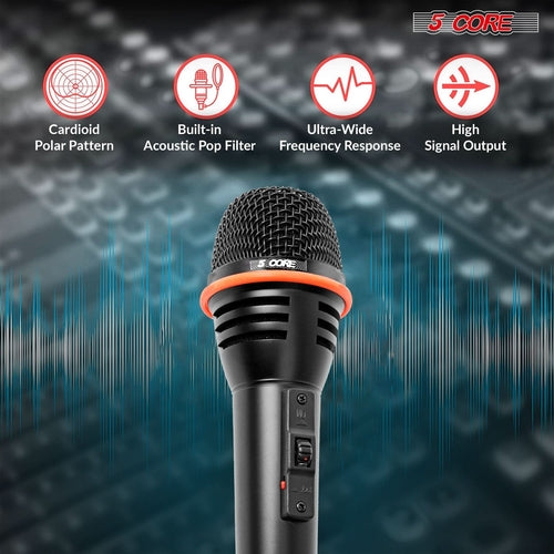 5Core Microphone Dynamic Mic Karaoke Singing Studio XLR Mics Handheld