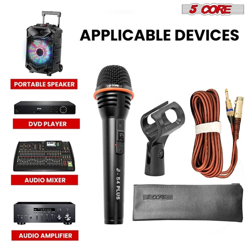 5Core Microphone Dynamic Mic Karaoke Singing Studio XLR Mics Handheld