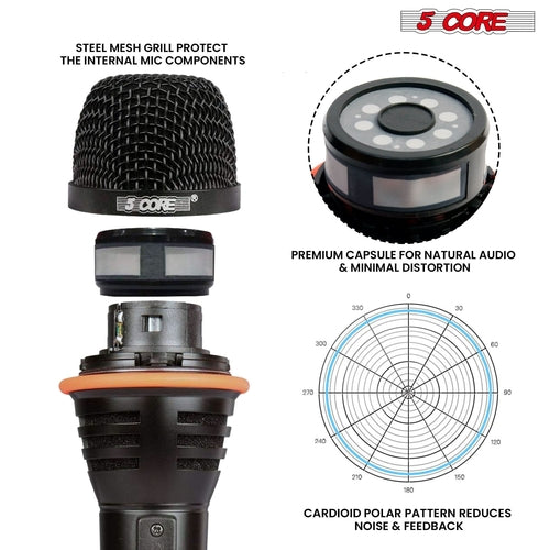 5Core Microphone Dynamic Mic Karaoke Singing Studio XLR Mics Handheld