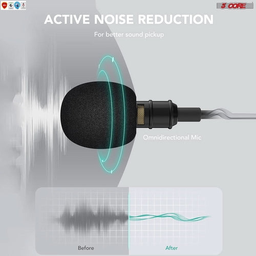 5Core Lavalier Microphone Clip On Professional Grade 3.5mm Lapel Mic